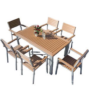 Garden Furniture Outdoor Dining Table Sets Plastic Wood Table And Chairs