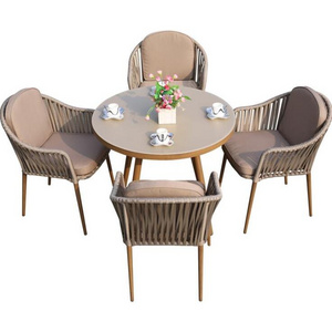 Outdoor Garden Furniture Dining Table and Chair Rope Chairs Dining Sets