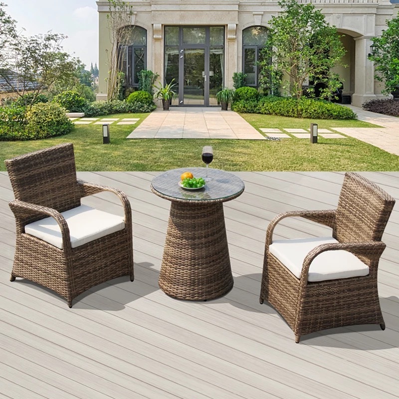 Aluminum Rattan Outdoor Furniture Round Dining Table And 8 Chairs Heavy-duty Dining Table and Chairs