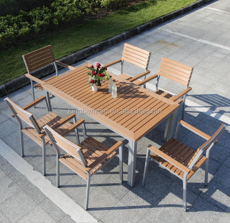 Garden Furniture Outdoor Dining Table Sets Plastic Wood Table And Chairs