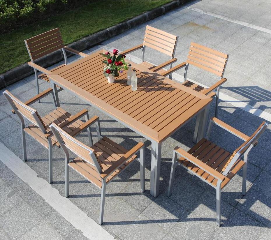 Garden Furniture Outdoor Dining Table Sets Plastic Wood Table And Chairs