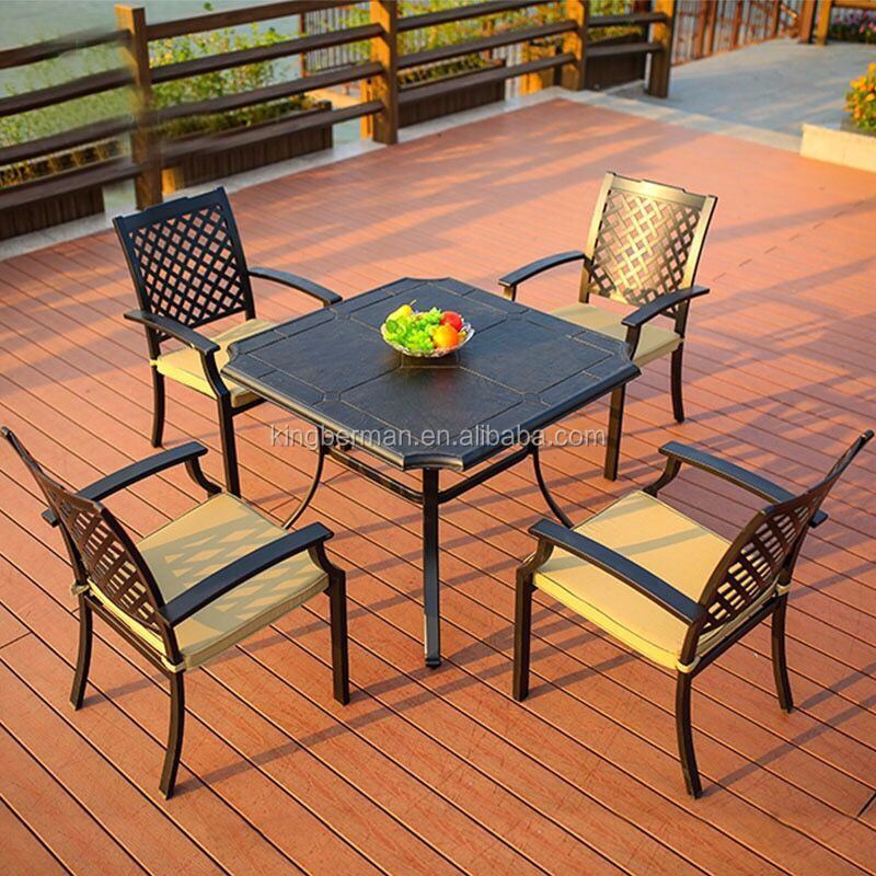 Patio Furniture Wrought Iron Table and Chairs Cast Iron Table Set Cast Aluminum Dining Sets