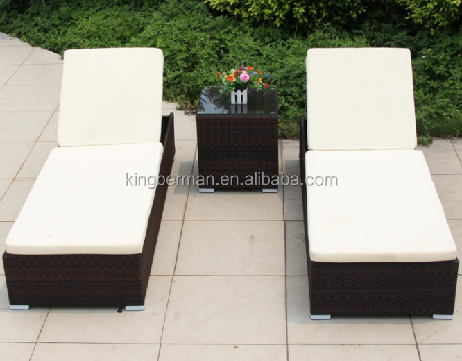 Patio Synthetic Rattan Chaise Lounge Double Pool Sunbed Wicker Sunbed