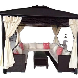 Outdoor Furniture Rattan Gazebo Tent Stackable Rattan Outdoor Wicker Patio Furniture