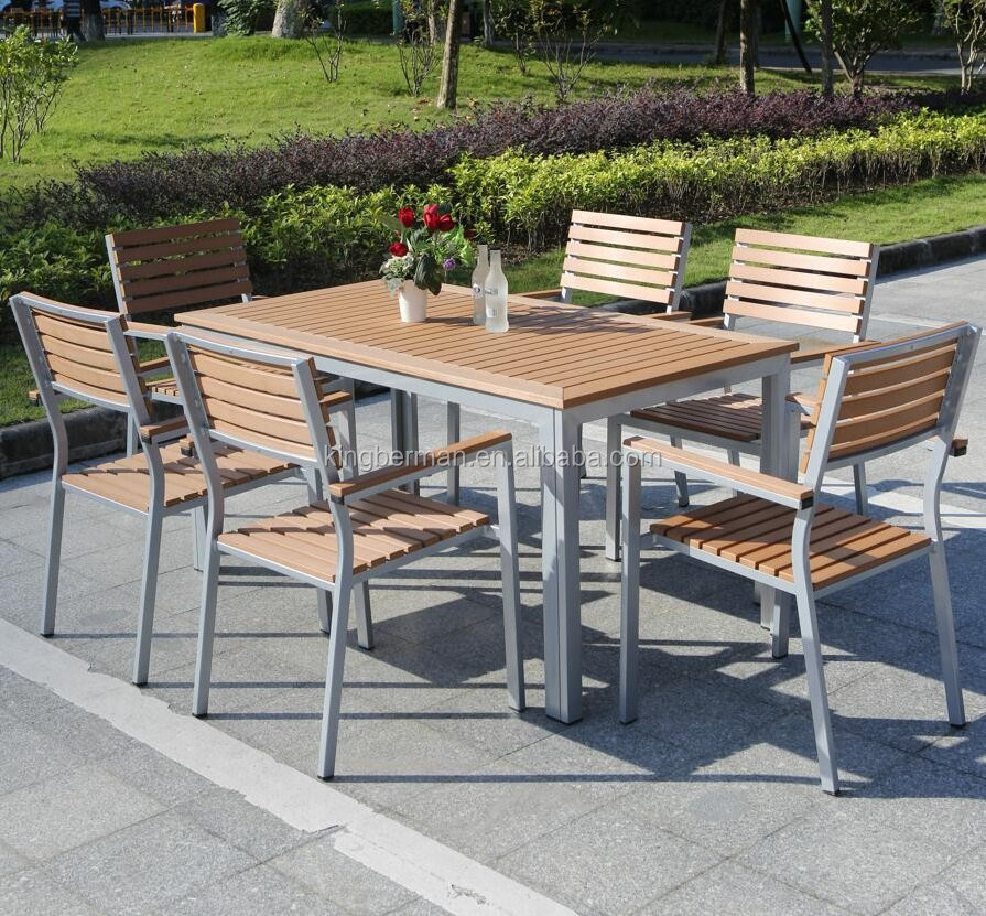 Garden Furniture Outdoor Dining Table Sets Plastic Wood Table And Chairs