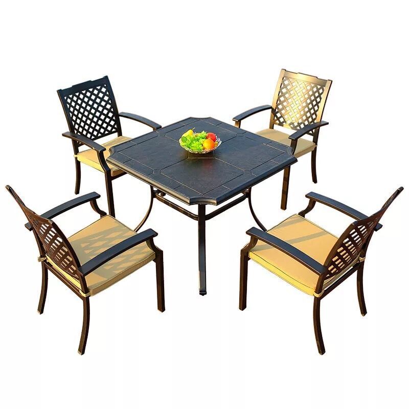 Patio Furniture Wrought Iron Table and Chairs Cast Iron Table Set Cast Aluminum Dining Sets