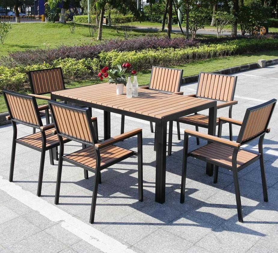 Durable Use Outdoor Furniture Plastic Folding Table WPC Dining Chairs