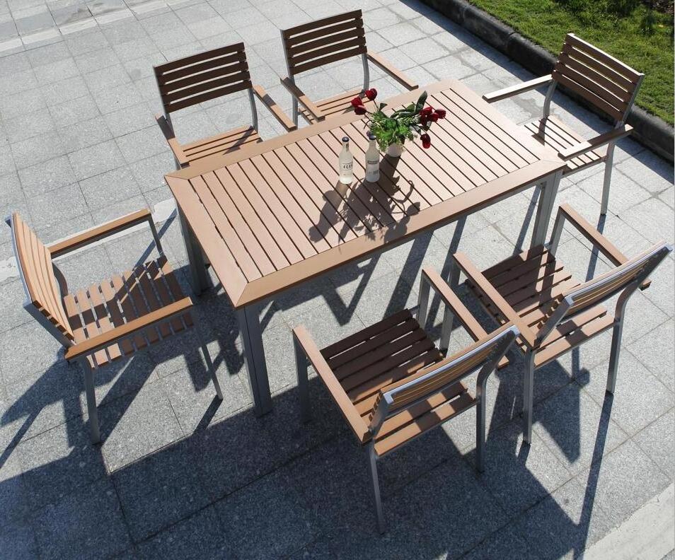 Garden Furniture Outdoor Dining Table Sets Plastic Wood Table And Chairs