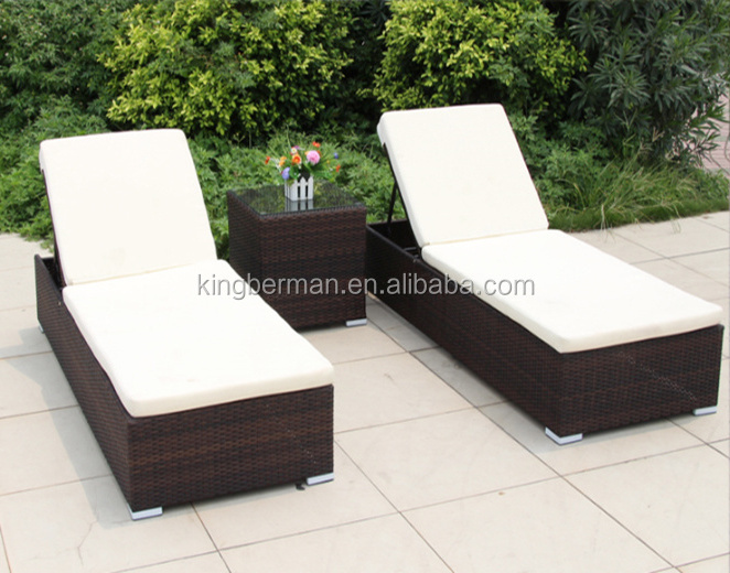 Patio Synthetic Rattan Chaise Lounge Double Pool Sunbed Wicker Sunbed