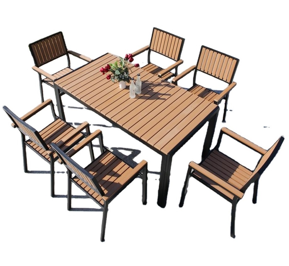 Durable Use Outdoor Furniture Plastic Folding Table WPC Dining Chairs