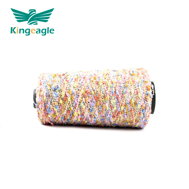 Kingeagle Multi Color 5.5NM/1 Space Dyed Fancy polyester Pompom nep Bean knot Yarn For Knitting