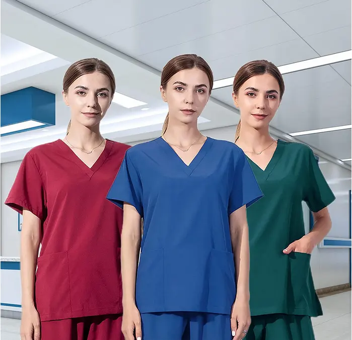 Factory Custom Nurse Scrubs Suits Medical High Quality Fashion Uniforms Jogger V Neck Scrub Suit