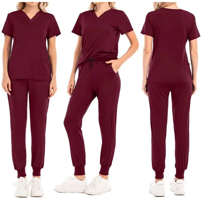 Factory Custom Nurse Scrubs Suits Medical High Quality Fashion Uniforms Jogger V Neck Scrub Suit