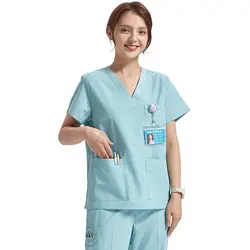 Stylish Beautician Overalls Custom Beauty Salon Uniforms Female Summer Beautician Suit Anti Wrinkle Spa Uniform Sets