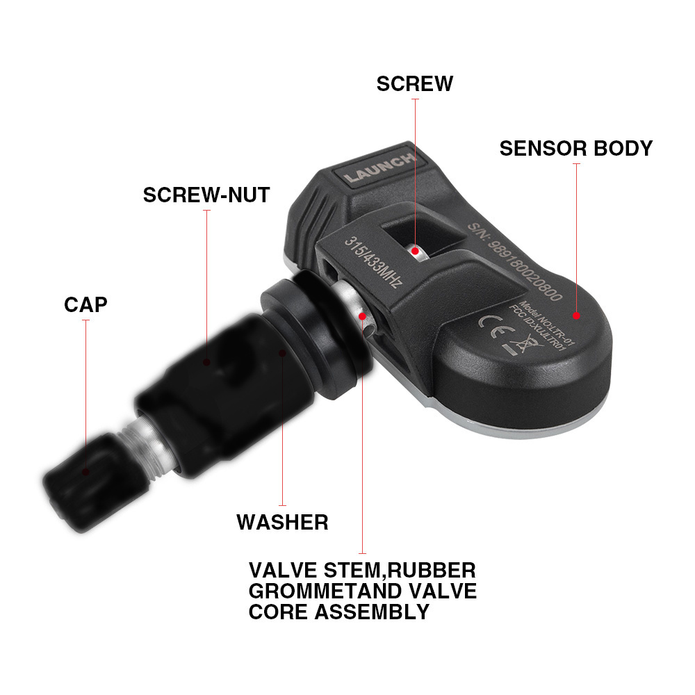 Launch LTR-03 TPMS tire sensor air depth pressure gauge universal 2-in-1 315 Mhz& 433Mhz scanner Covers 98% for car