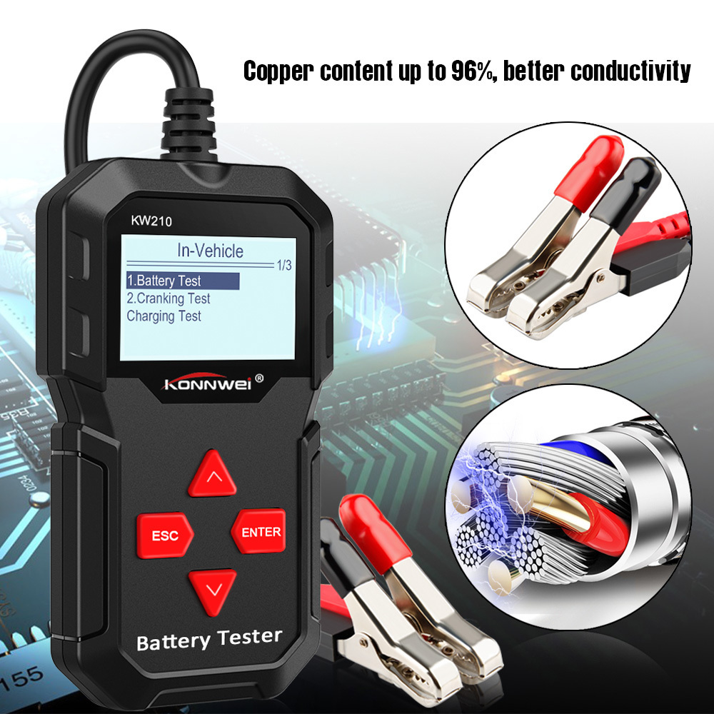 KONNWEI KW210 automatic smart 12V Car Battery Tester Auto Battery Analyzer 100 to 2000CCA Cranking Car Battery-Tester