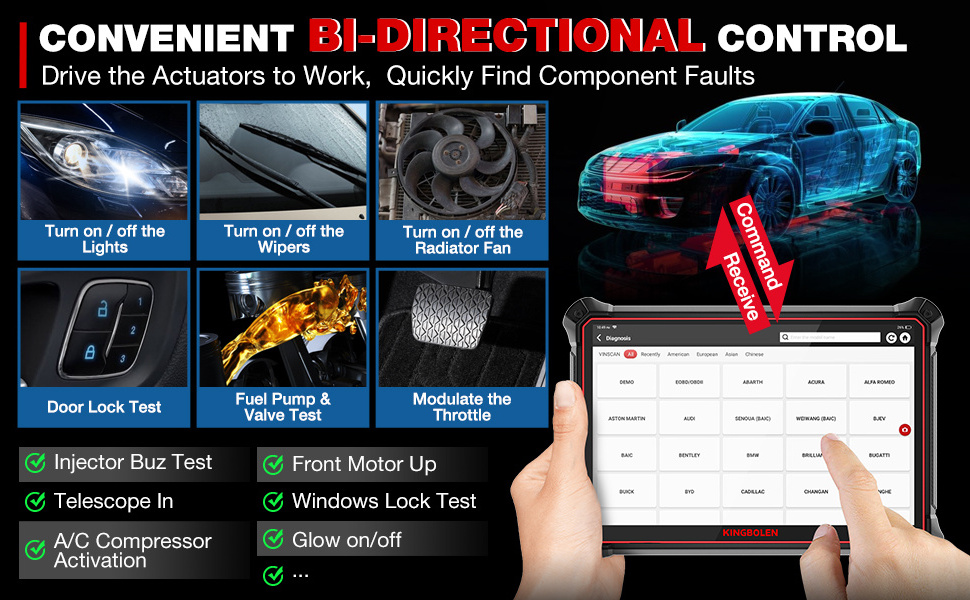 KINGBOLEN K10 Full Systems Bidirectional Scan Tool Bluetooth Obd2 Scanner Topology Map 41+ Reset Functions ECU Coding Machine