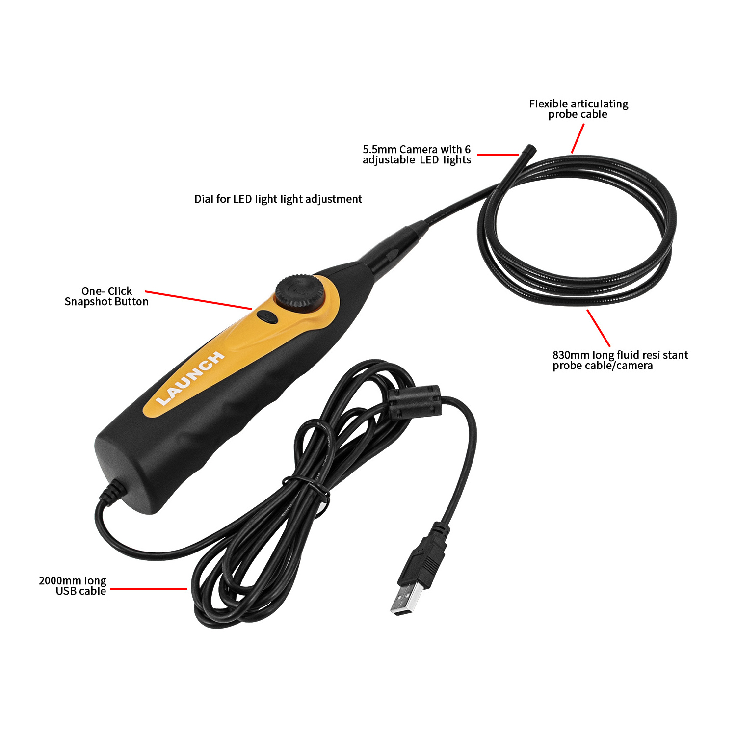 Engine Endoscope VSP600 for Launch X431 PROS+ Auto Diagnostic Videoscope USB Engine Endoscope