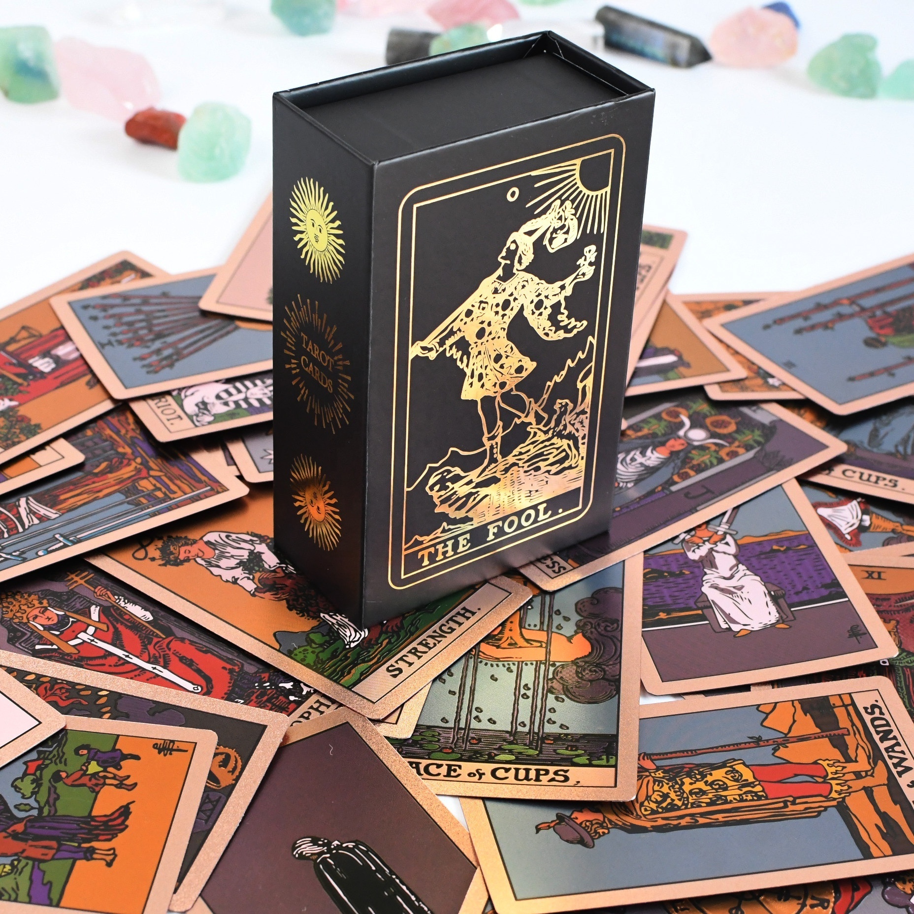 High Quality Custom Printing Golden Edges Black Paper Oracle Tarot Deck Affirmation Cards With Book Instruction