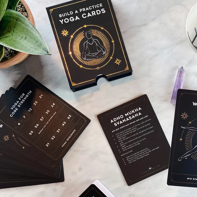 Custom Gold Edges Tarot Cards With Standard Size Oracle Cards with Gold Foil black foil affirmation card with Guide Book