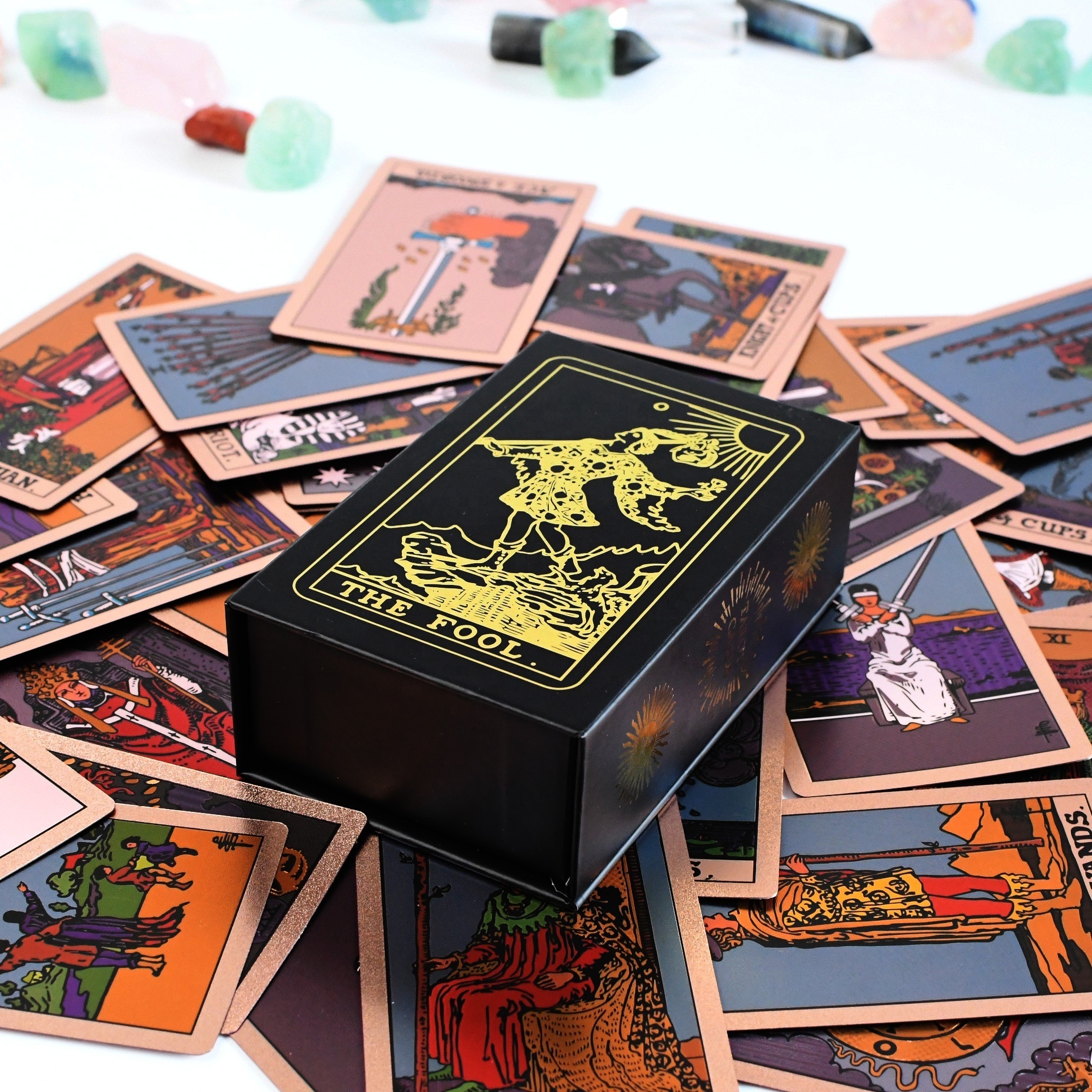 High Quality Custom Printing Golden Edges Black Paper Oracle Tarot Deck Affirmation Cards With Book Instruction