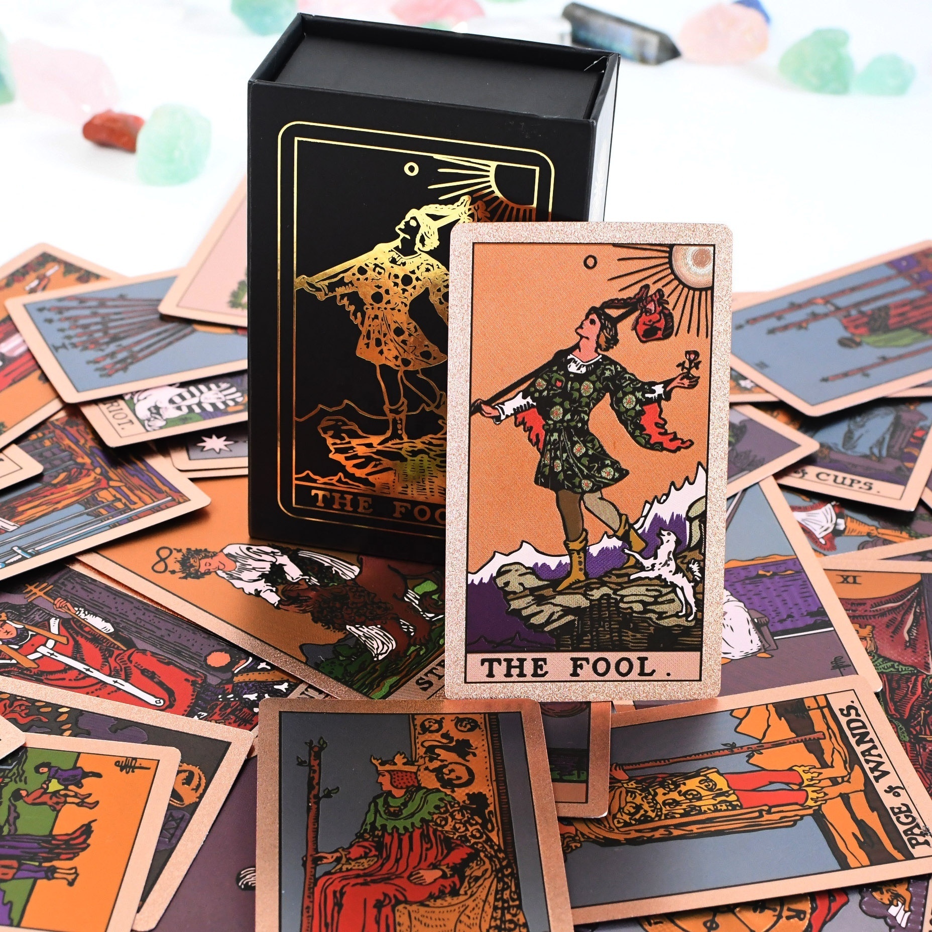 High Quality Custom Printing Golden Edges Black Paper Oracle Tarot Deck Affirmation Cards With Book Instruction