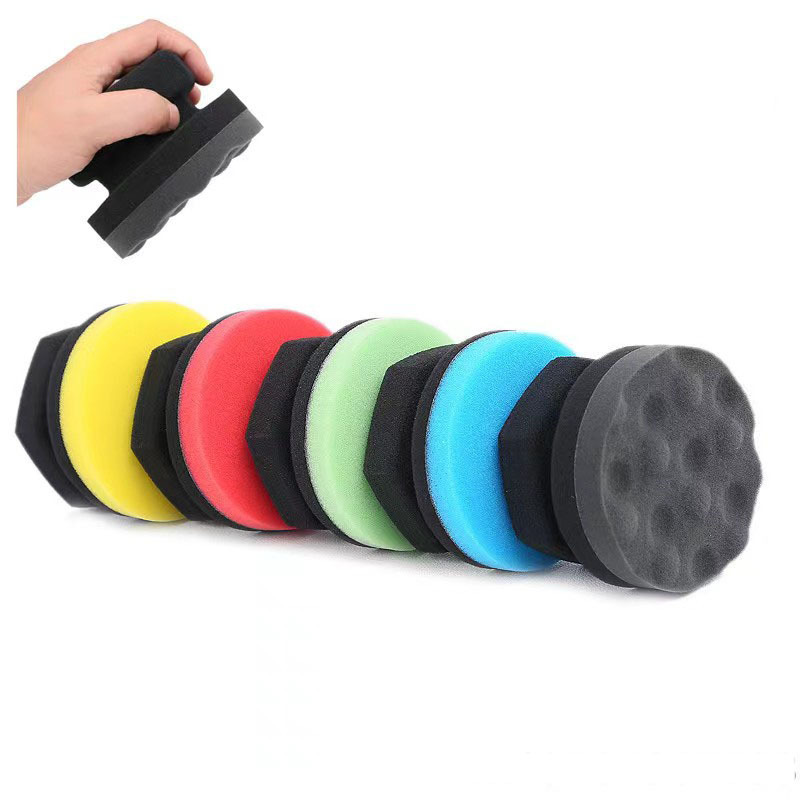 PA-7101  Dressing Applicator Round Washable Car Foam Sponge Reusable Tire Cleaner for Auto Polishing