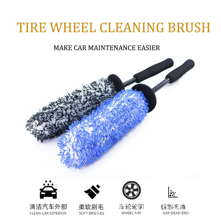 Wheel Brush Plush Soft Wheel Cleaning Brush Car Tire Rims Detailing Long Handle Brushes Car Maintenance Cleaning Tools