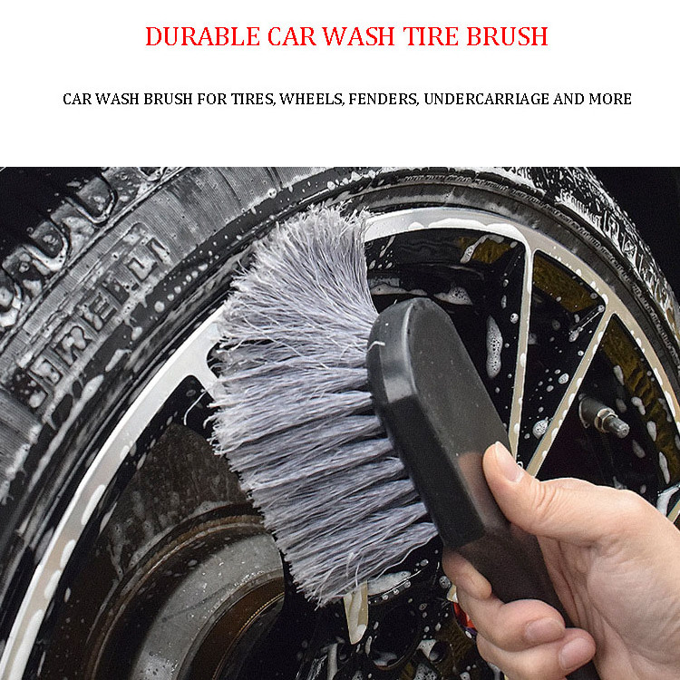 Car Wash Brush, Wheel and Fender Brush, Short Handle Tire Cleaner for Car Detailing