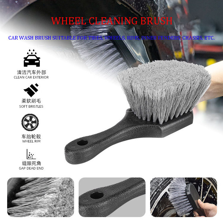 Car Wash Brush, Wheel and Fender Brush, Short Handle Tire Cleaner for Car Detailing