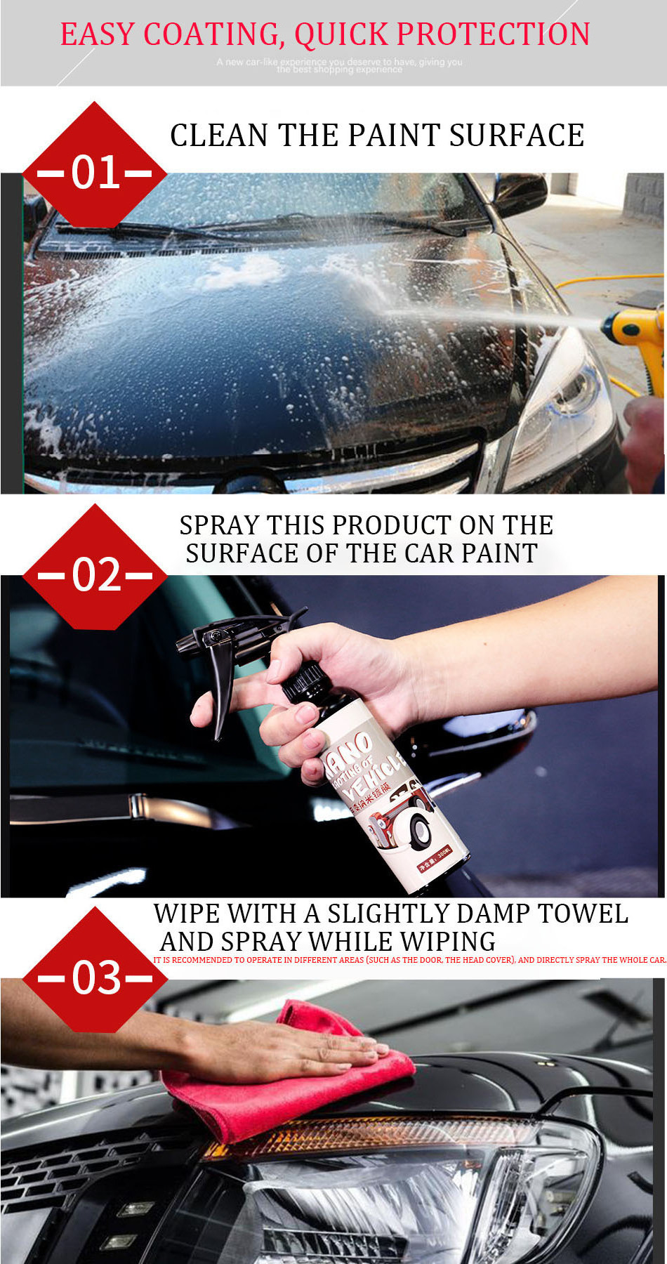 Wholesale Ceramic Coating Car Quick Coat Shine Protection Factory Product Spray Car Body