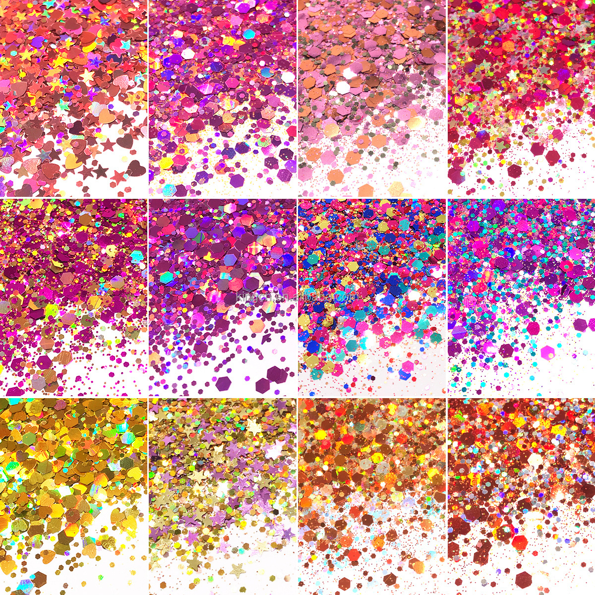 Biodegradable Glitter Eco-friendly Cosmetic Holographic Chunky Glitter Chameleon Color Shift Mixed Size Polyester Glitter Bulk