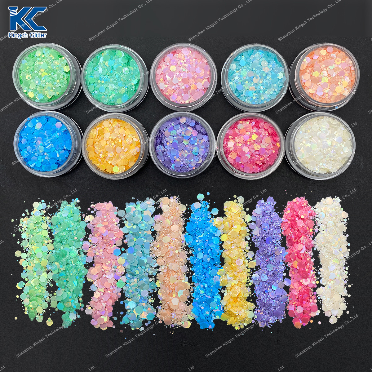 Wholesale Holographic Macaroon Glitter High Quality Polyester Chunky Glitter  For Craft Nail Decoration