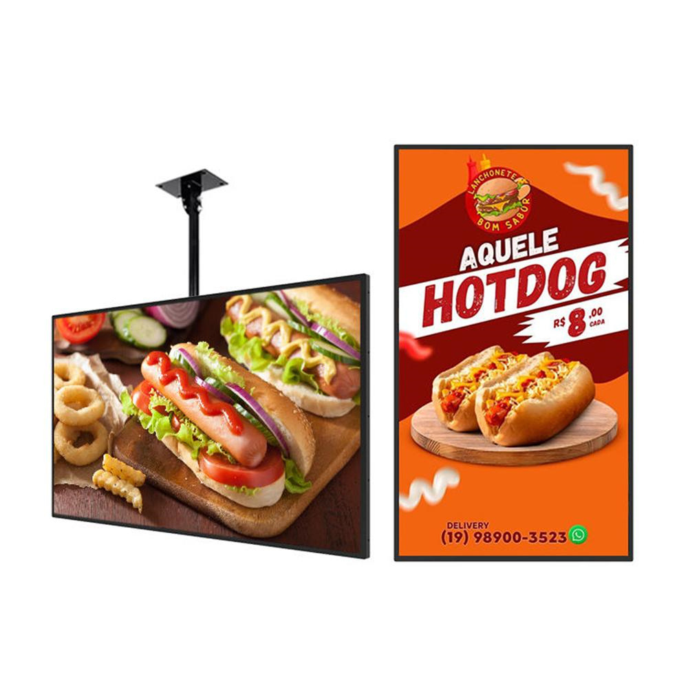 LCD Advertising Display Screen Menu Hanging Wall Mounted Digital Menu Board for Restaurants