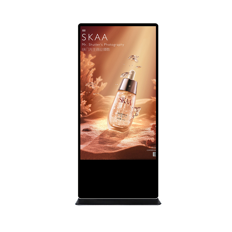 55 inch Indoor Silver Vertical Screen Internet Advertising Displays Freestanding Digital Signage Totem Touch Screen Interactive