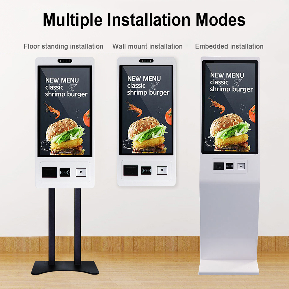 Fast Food Restaurant Free Standing Payment Kiosks with Printer Scanner and Camera Self Checkout Kiosk Machine