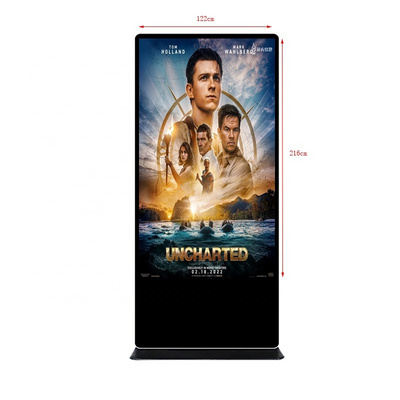 55 inch Indoor Silver Vertical Screen Internet Advertising Displays Freestanding Digital Signage Totem Touch Screen Interactive