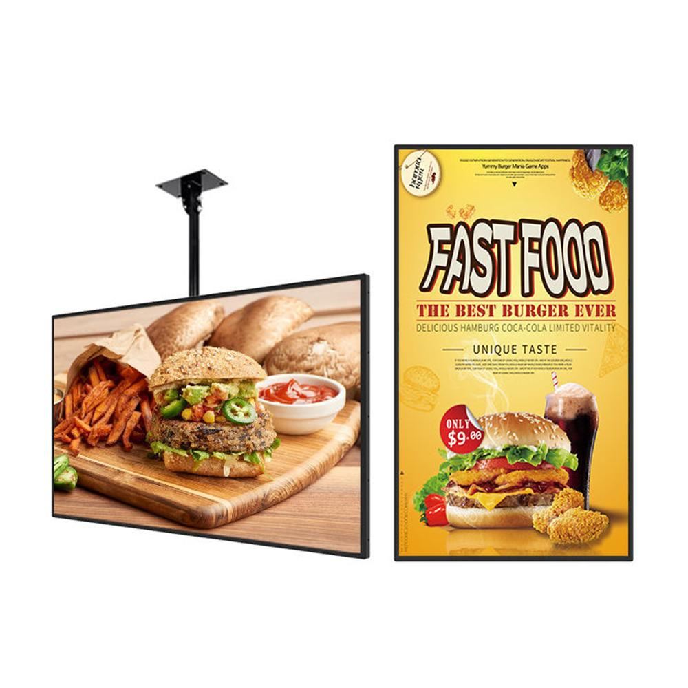 LCD Advertising Display Screen Menu Hanging Wall Mounted Digital Menu Board for Restaurants