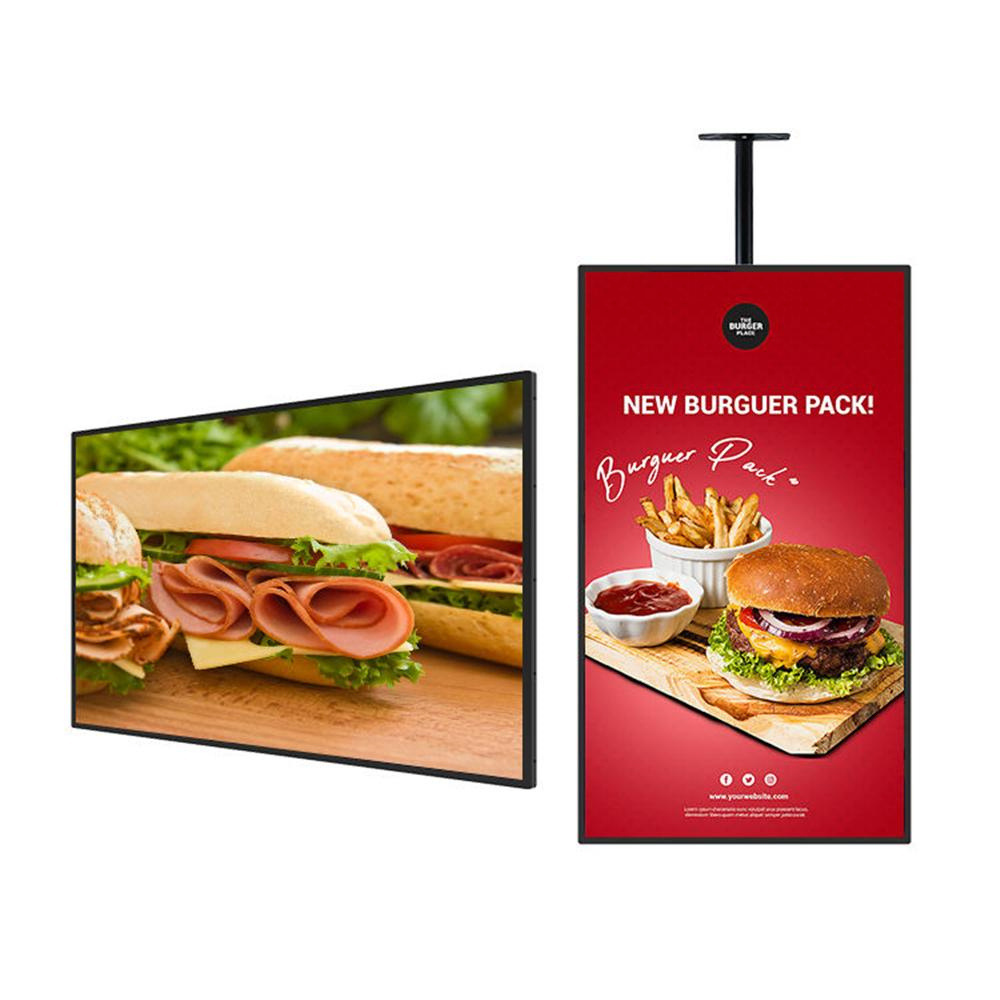 LCD Advertising Display Screen Menu Hanging Wall Mounted Digital Menu Board for Restaurants