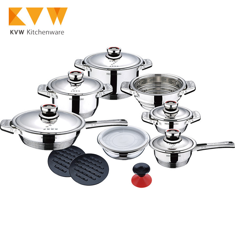 German Design 16 PCS Stainless Steel 18/10 Cookware Set with 11 Layer Capsuled Bottom