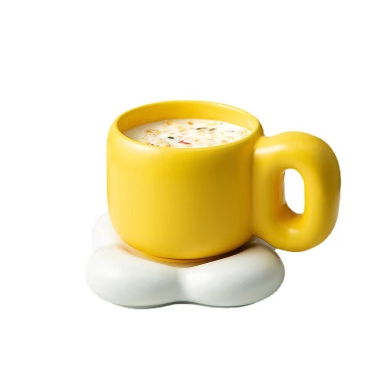 Ceramic mug high temperature resistant coffee cup with handle cloud coaster office lovely woman large capacity water cup