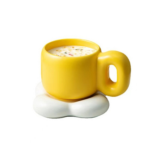 Ceramic mug high temperature resistant coffee cup with handle cloud coaster office lovely woman large capacity water cup