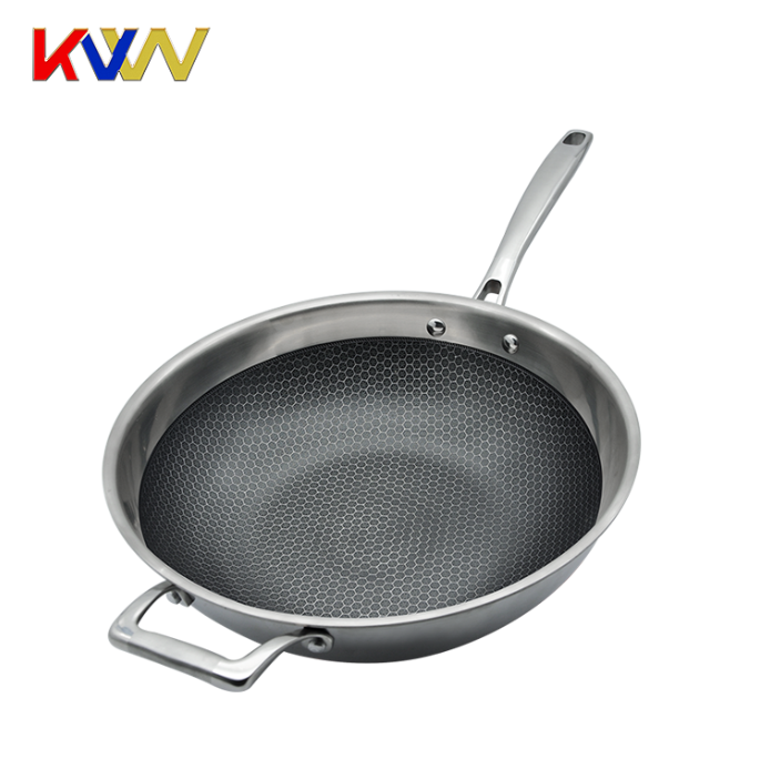 High quality 3-ply stainless steel non-stick honeycomb coating wok for kitchen