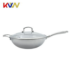 High quality 3-ply stainless steel non-stick honeycomb coating wok for kitchen