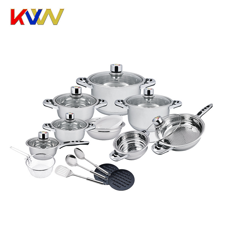 21Pcs High quality stainless steel cookware set saucepan and pot