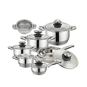 German Design 16 PCS Stainless Steel 18/10 Cookware Set with 11 Layer Capsuled Bottom