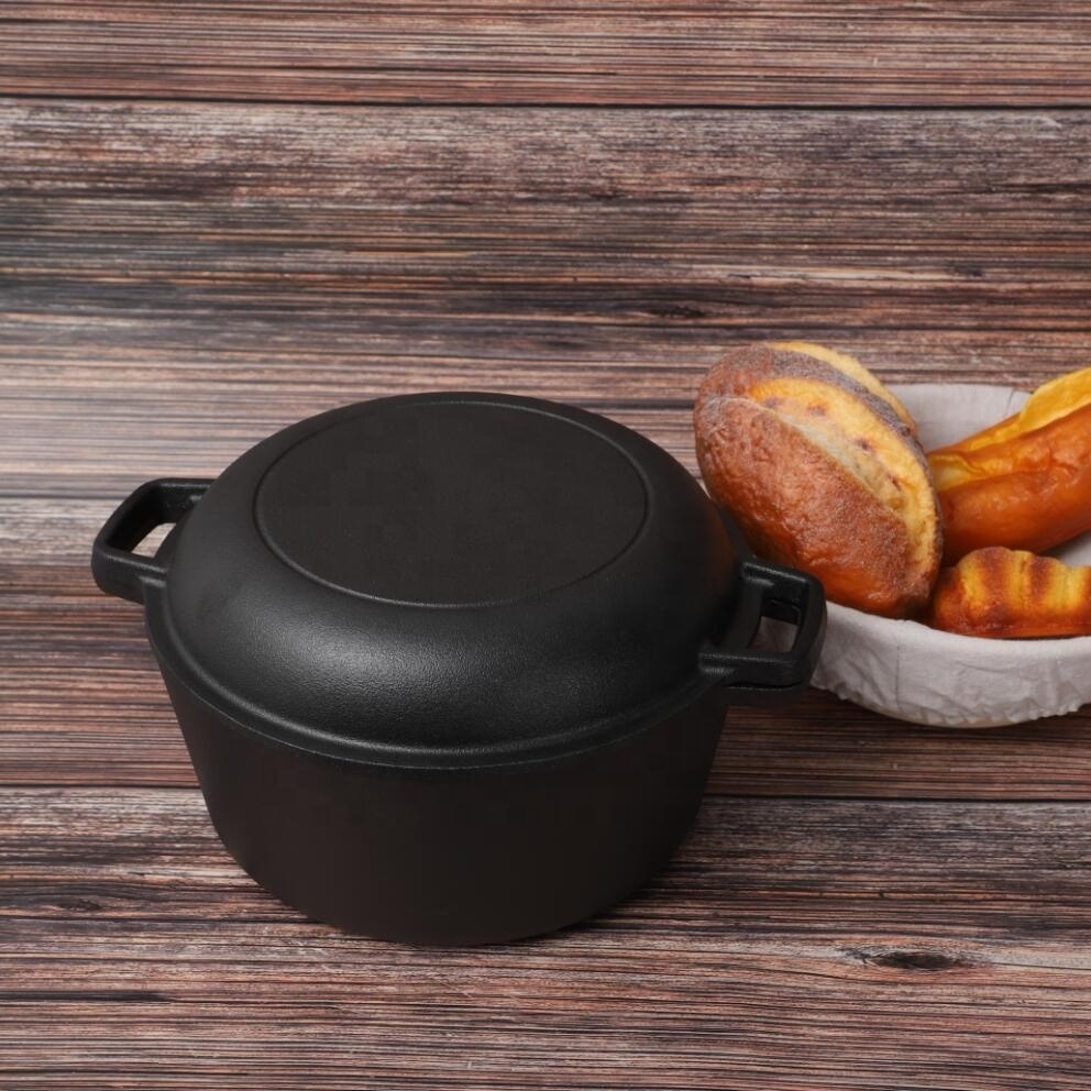 Pre-seasoned Combo Cooker 2 In 1 Cast Iron Double Dutch Oven 5-quart bread loaf pan