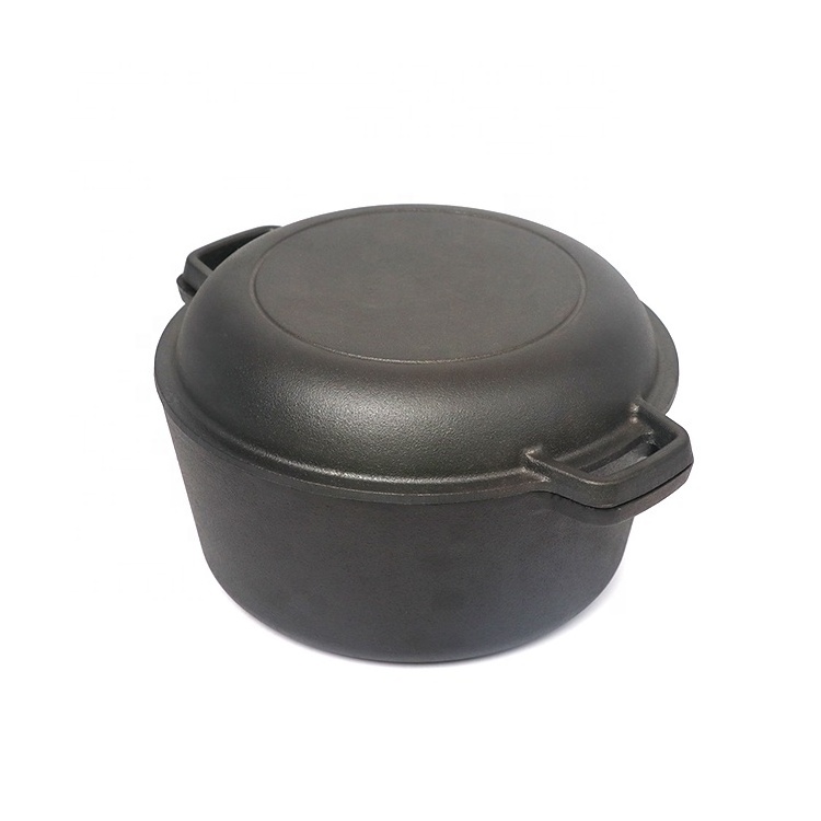 Pre-seasoned Combo Cooker 2 In 1 Cast Iron Double Dutch Oven 5-quart bread loaf pan