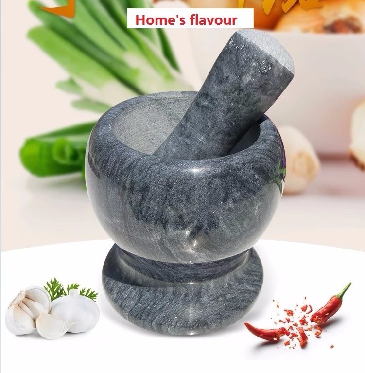 Granite Mortar and Pestle Set Guacamole Bowl Molcajete Natural Stone Grinder for Spices, Seasonings, Pastes, Pestos & Guacamole