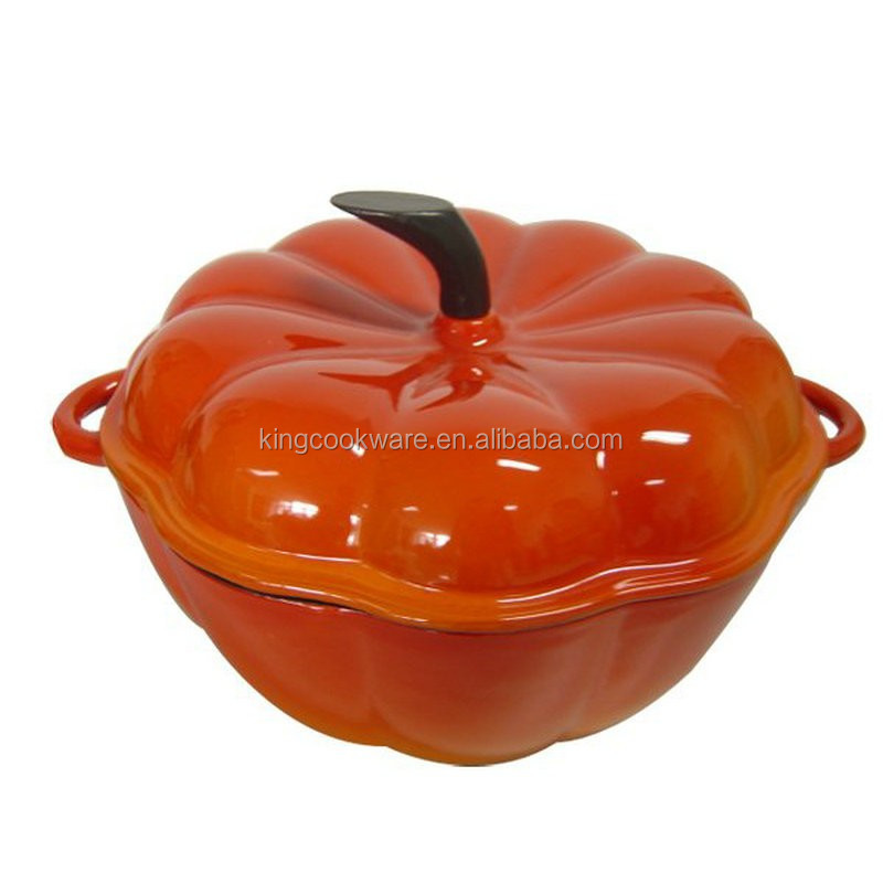 Hot Selling Nonstick Cooking Casserole Pot Dutch Oven 22/24CM Enamel Cast Iron Pumpkin Shaped Cocotte Pot for Kitchen